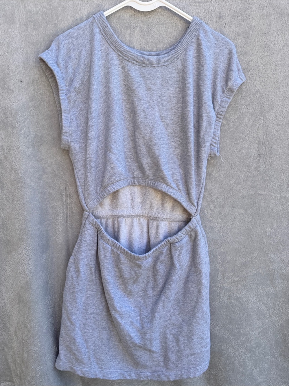aerie Heather Gray Crewneck light sweatshirt cutout dress size Small